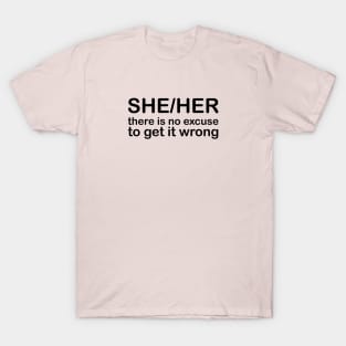 Pronouns: SHE/HER - there is no excuse to get it wrong T-Shirt